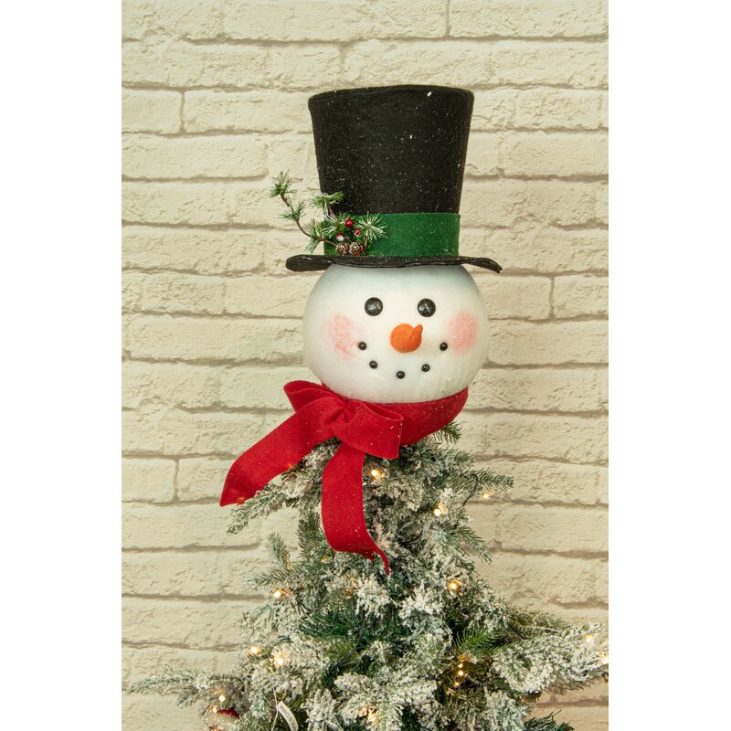 Snowmen tree buy topper, red and black Christmas, black and white Xmas, snowmen decorations for Christmas, tree topper for Christmas tree